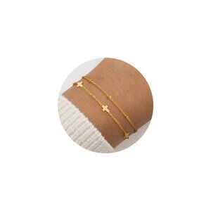 Dainty Gold Plated Bracelet Set Minimalist Stackable Adjustable Fit Everyday
